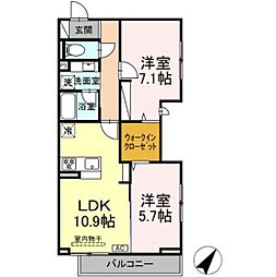 ホープハイツ 2LDKの間取図画像