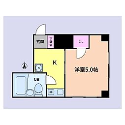 マリオ能見台 1Kの間取図画像
