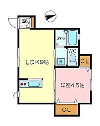 ブルーシエル六浦南 1LDKの間取図画像