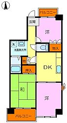 パインクレスト1号館 2LDKの間取図画像