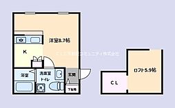 プリマガーデン穂の香弐番館 ワンルームの間取図画像