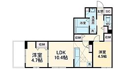 シャルール金沢文庫 2LDKの間取図画像