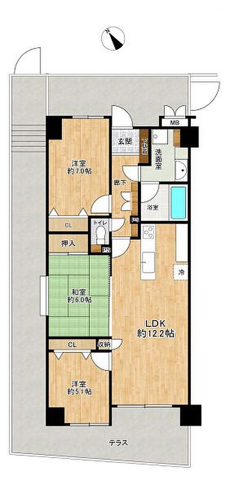 角部屋ならではの開放感!風通しの良い住空間です◎