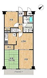 マック市川コート1 3LDKの間取図画像