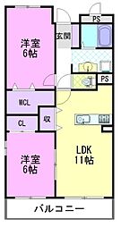 アビタシオンピーノ 2LDKの間取図画像