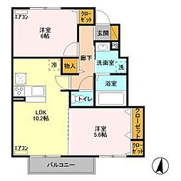 フォーゲルテラスリラ6 2LDKの間取図画像