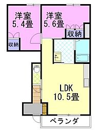 メルヴェイユ1 2LDKの間取図画像