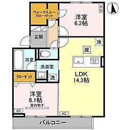 TORISIAS城東 2LDKの間取図画像