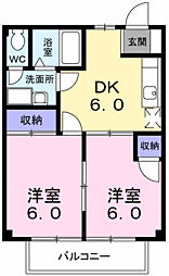 ファミールKobayashi 2DKの間取図画像