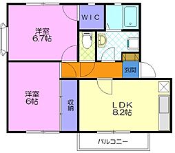 グリーンヴィラ5 2LDKの間取図画像