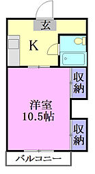モンマルトル 1Kの間取図画像