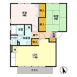ネオ・アヴァンセ五代伍番館 2LDKの間取図画像