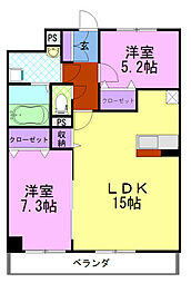 プラナス桜 2LDKの間取図画像