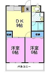 SUNキャッスル 2DKの間取図画像