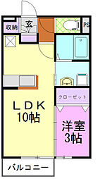 メイフェア 1LDKの間取図画像