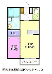 MM93 1LDKの間取図画像