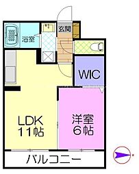 ムゲンハイツ下戸祭 1LDKの間取図画像