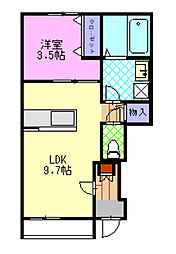Art  of  Life宝木 1LDKの間取図画像