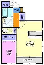 スプリングベルさやか 1LDKの間取図画像