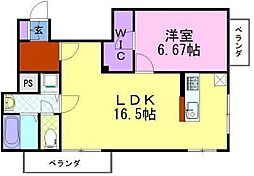メルローズコート 1LDKの間取図画像