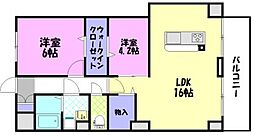 PLACIDES 3階2LDKの間取り