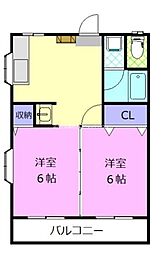 ハイツプチトマト 2DKの間取図画像