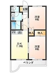 キング・ペレ 2LDKの間取図画像