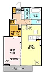 グランドテラスA 1LDKの間取図画像