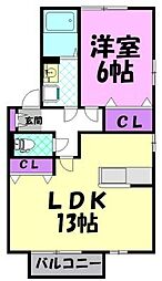 メゾン・ド・フローレンスC 1LDKの間取図画像