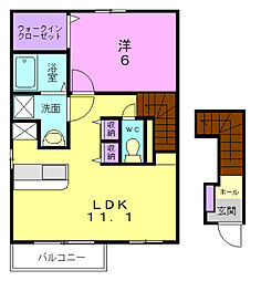 カーサ・エリアールC 1LDKの間取図画像