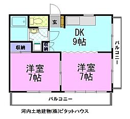 コモンNAKAHARA 2DKの間取図画像
