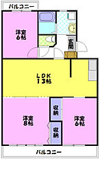 エバーグリーンフィルド 3LDKの間取図画像