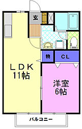 フォルトゥーナ今泉 1LDKの間取図画像