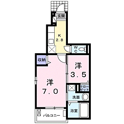 グリーンフィールズ 2Kの間取図画像