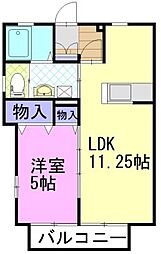 Y3ツルタパナハイツ 1LDKの間取図画像