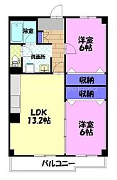 カーサ・エルドラード 2LDKの間取図画像