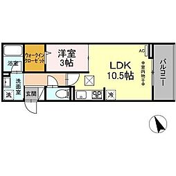 D-gempy今泉二丁目 1LDKの間取図画像