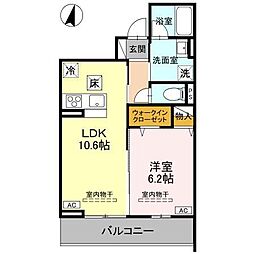 TORISIAS ゆいの杜6丁目 D棟 1LDKの間取図画像