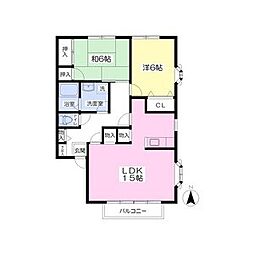 ニューメゾンド・クレールB 2LDKの間取図画像