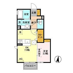 サニーフラットE 1DKの間取図画像
