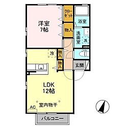 モン・ボー・ソレイユE棟 1LDKの間取図画像