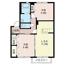 ブライト・コートB 2LDKの間取図画像
