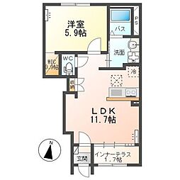 ブループラム 1LDKの間取図画像