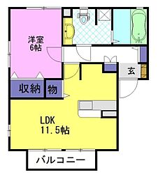 ルビーノ 1LDKの間取図画像