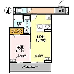 TORISIAS ゆいの杜6丁目 D棟 1LDKの間取図画像