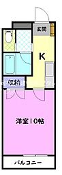 南大通りパークハイツ 1Kの間取図画像