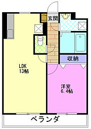 エフプラッツ 1LDKの間取図画像