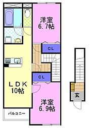 ローズパレス 2LDKの間取図画像