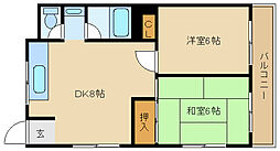 松屋コーポ 2DKの間取図画像