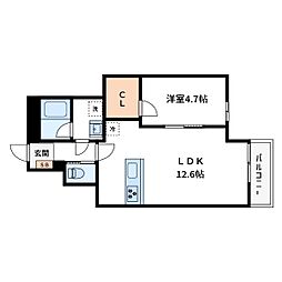 江戸川区江戸川4丁目アパート 1LDKの間取図画像